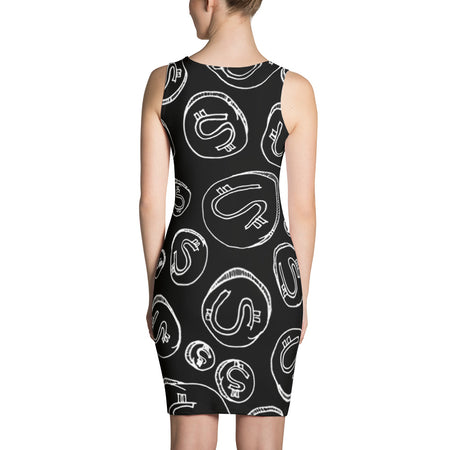 a woman in a black dress holding a cell phone 